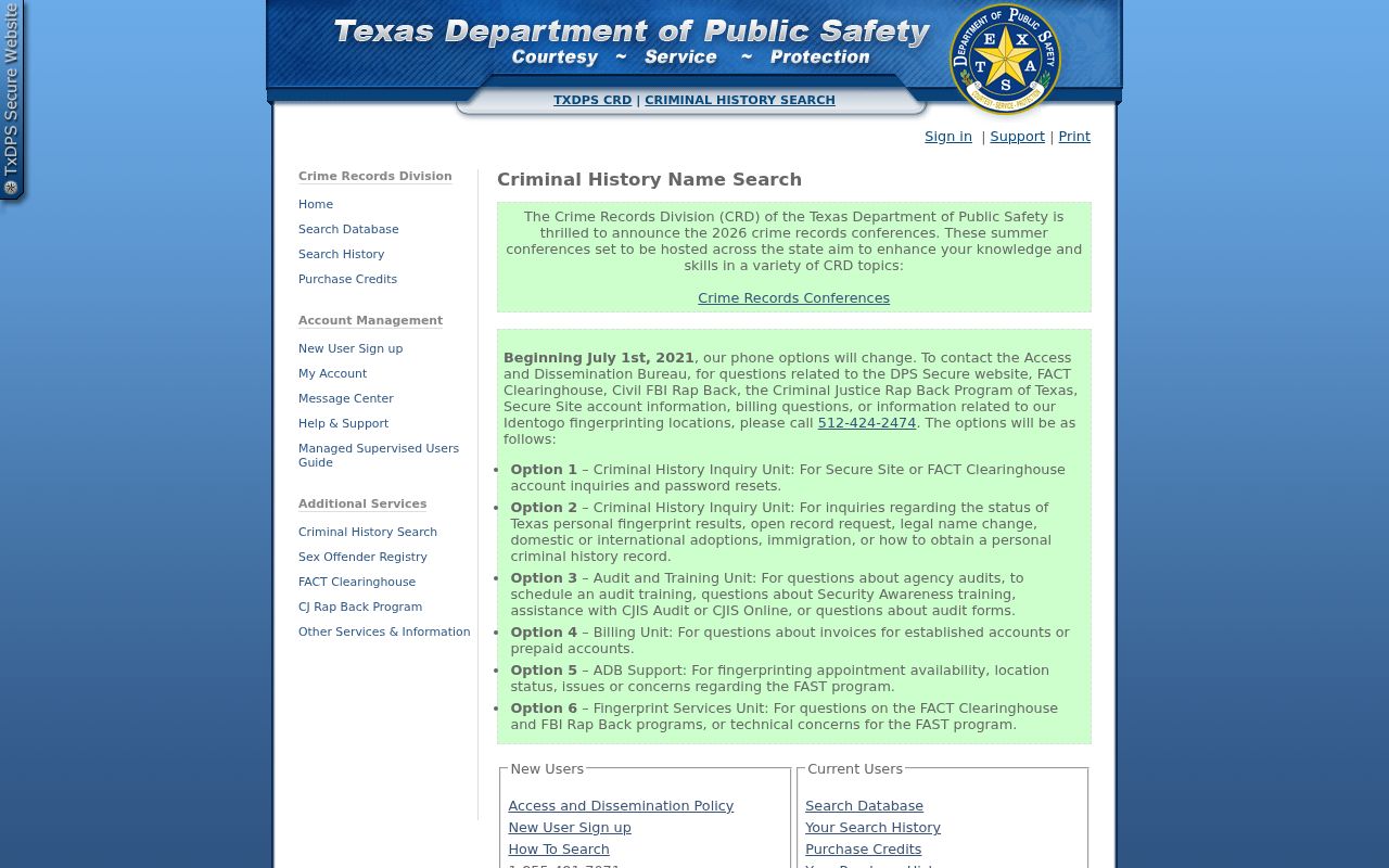Grayson County criminal history Texas DPS name search