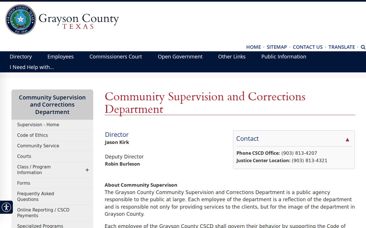 Grayson County criminal history CSCD probation information